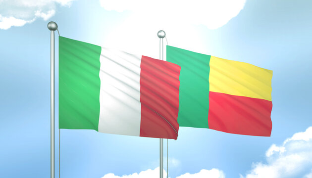 Italy and Benin Flag Together A Concept of Relations