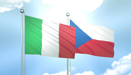Italy and Czech Republic Flag Together A Concept of Relations