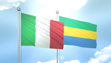Italy and Gabon Flag Together A Concept of Relations