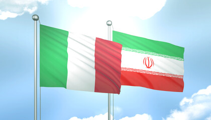 Italy and Iran Flag Together A Concept of Relations