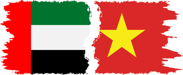 Vietnam and United Arab Emirates grunge flags connection vector