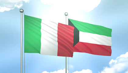 Italy and Kuwait Flag Together A Concept of Relations