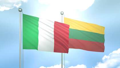 Italy and Lithuania Flag Together A Concept of Relations