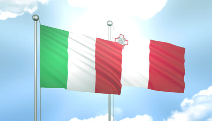 Italy and Malta Flag Together A Concept of Relations