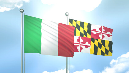 Italy and Maryland Flag Together A Concept of Relations