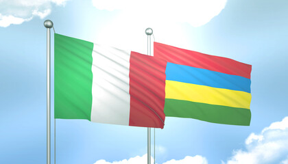 Italy and Mauritius Flag Together A Concept of Relations