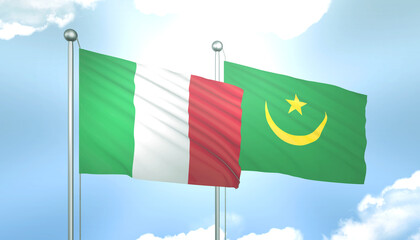 Italy and Mauritania Flag Together A Concept of Relations