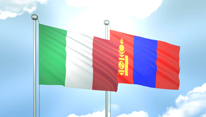 Italy and Mongolia Flag Together A Concept of Relations