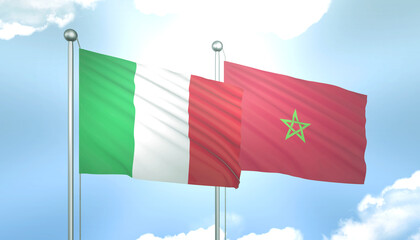 Italy and Morocco Flag Together A Concept of Relations