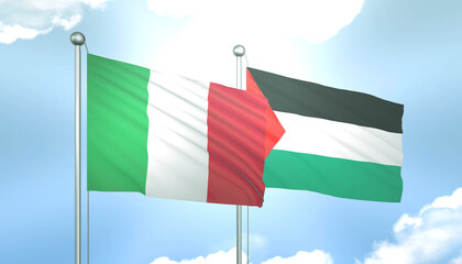 Italy and Palestine Flag Together A Concept of Relations