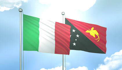 Italy and Papua New Guinea Flag Together A Concept of Relations