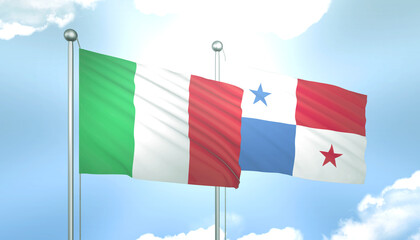 Italy and Panama Flag Together A Concept of Relations