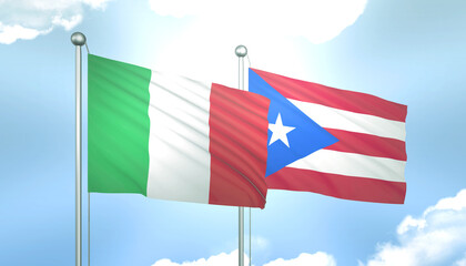 Italy and Puerto Rico Flag Together A Concept of Relations