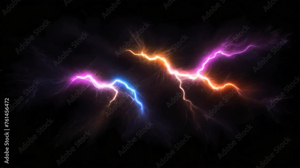 Poster immerse in the electrifying beauty of colorful lightning spectrum lights with this 4k loop animation