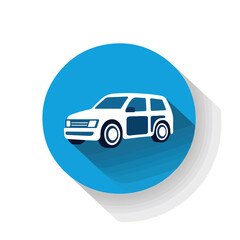 Car icon. Transportation icon. Rounded button. Vect