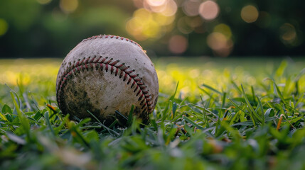Baseball on Green Field