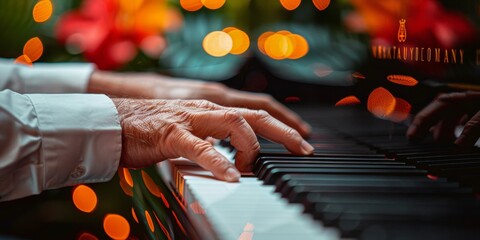Person Playing Piano Close Up