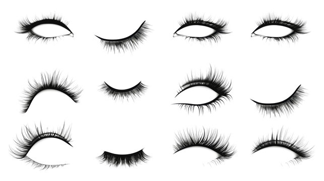 eyelashes collection false eyelashes collection vector female beauty products realistic false eyelashes hand drawn female eyelashes trendy fashion illustration for mascara pack or beauty products