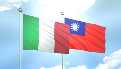 Italy and Taiwan Flag Together A Concept of Relations