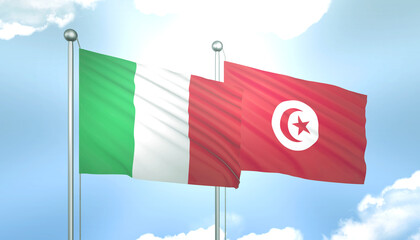 Italy and Tunisia Flag Together A Concept of Relations