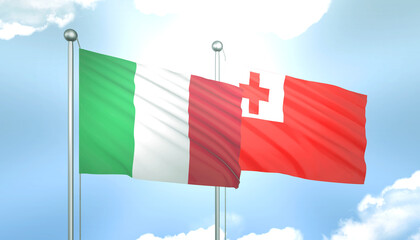 Italy and Tonga Flag Together A Concept of Relations