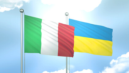 Italy and Ukraine Flag Together A Concept of Relations