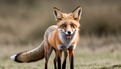 A Fox With Its Ears Back Scared Upscaled 6 - obrazy, fototapety, plakaty