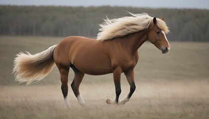 A Horse With Its Mane Blowing In The Wind