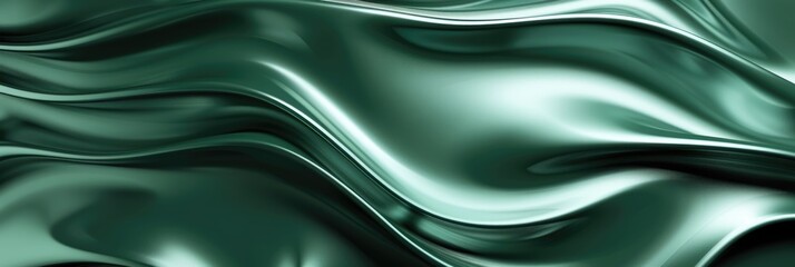 Obraz premium dark green wavy silk banner