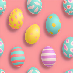 Fototapeta na wymiar Illustrated Pattern of Easter Eggs over Pink Background