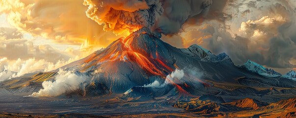 Active volcano - obrazy, fototapety, plakaty
