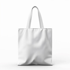A white canvas tote bag against a white background