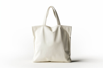 A white canvas tote bag against a white background