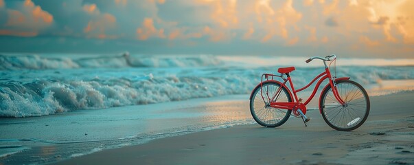 Fototapeta premium Bicycle parked on the beach
