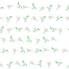 Seamless pattern of flowers and green twigs, green plants. Happy Easter, colorful eggs. Use it for the design of posters and