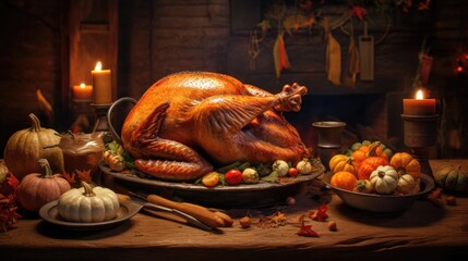 Baked turkey and other Thanksgiving foods. - 761461465