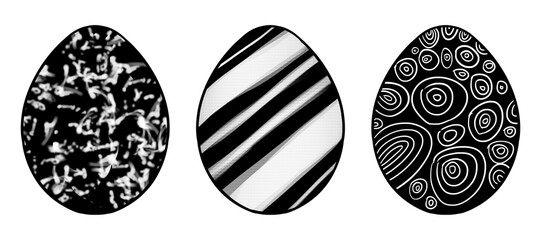 Fototapeta premium Abstract pattern black and white Easter Egg illustration. Perfect for artwork, t-shirts, cards, prints, picture books, coloring books, wallpaper, prints, etc.