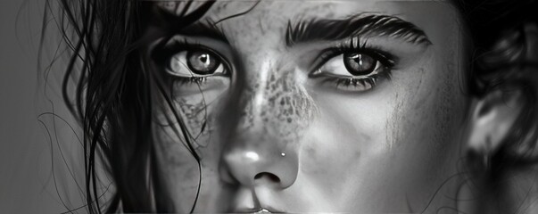 Fototapeta premium close up portrait in black and white
