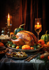 Baked turkey and other Thanksgiving foods. - 761461839