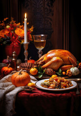 Baked turkey and other Thanksgiving foods. - 761461897