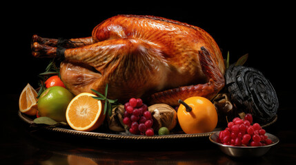 Baked turkey and other Thanksgiving foods. - 761462038