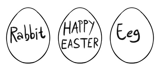 illustration of black and white decoration with teks of Easter eggs. Perfect for artwork, t-shirts, cards, prints, picture books, coloring books, wallpaper, prints, etc.