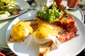 Eggs and bacon in a plate