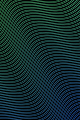 Abstract background with waves for banner. Standart poster size. Vector geometric background with lines. Element for design isolated on black. Green and blue gradient. Brochure, booklet