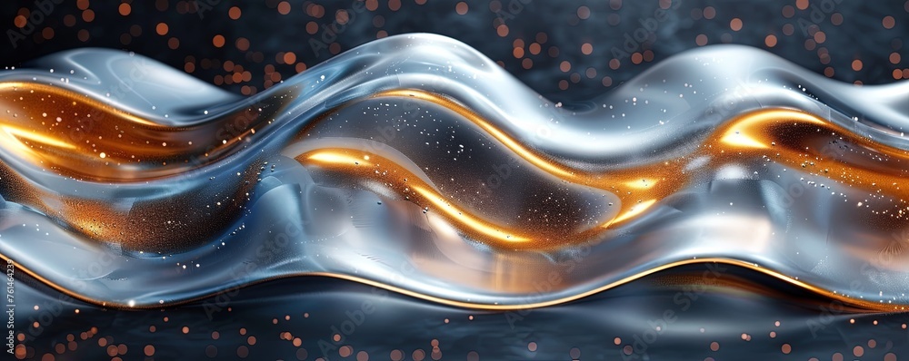 Aufkleber metallic abstract wavy liquid background layout design tech innovation
