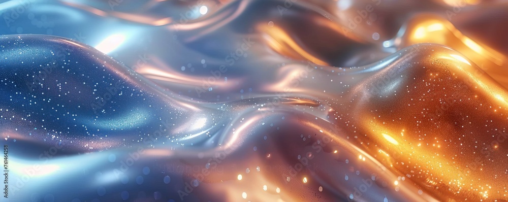 Aufkleber metallic abstract wavy liquid background layout design tech innovation