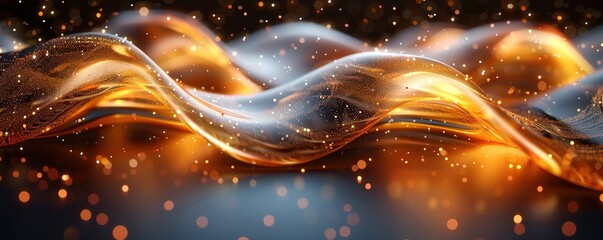 Obraz premium Metallic abstract wavy liquid background layout design tech innovation