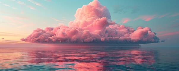 Pink cloud floating above the sea
