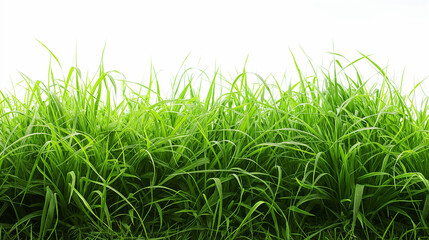Obraz premium Thick short grass, white background, realistic photography, vibrant empty scene style, well lit, natural scenery, full of energy