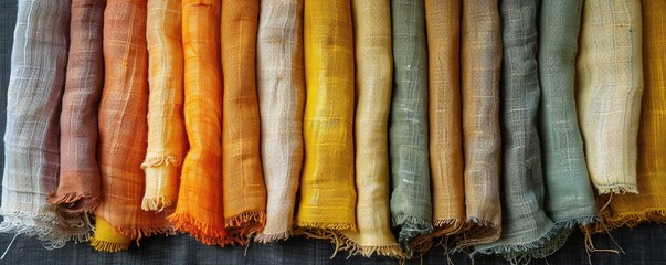 Textures of fabrics dyed with natural dyes
